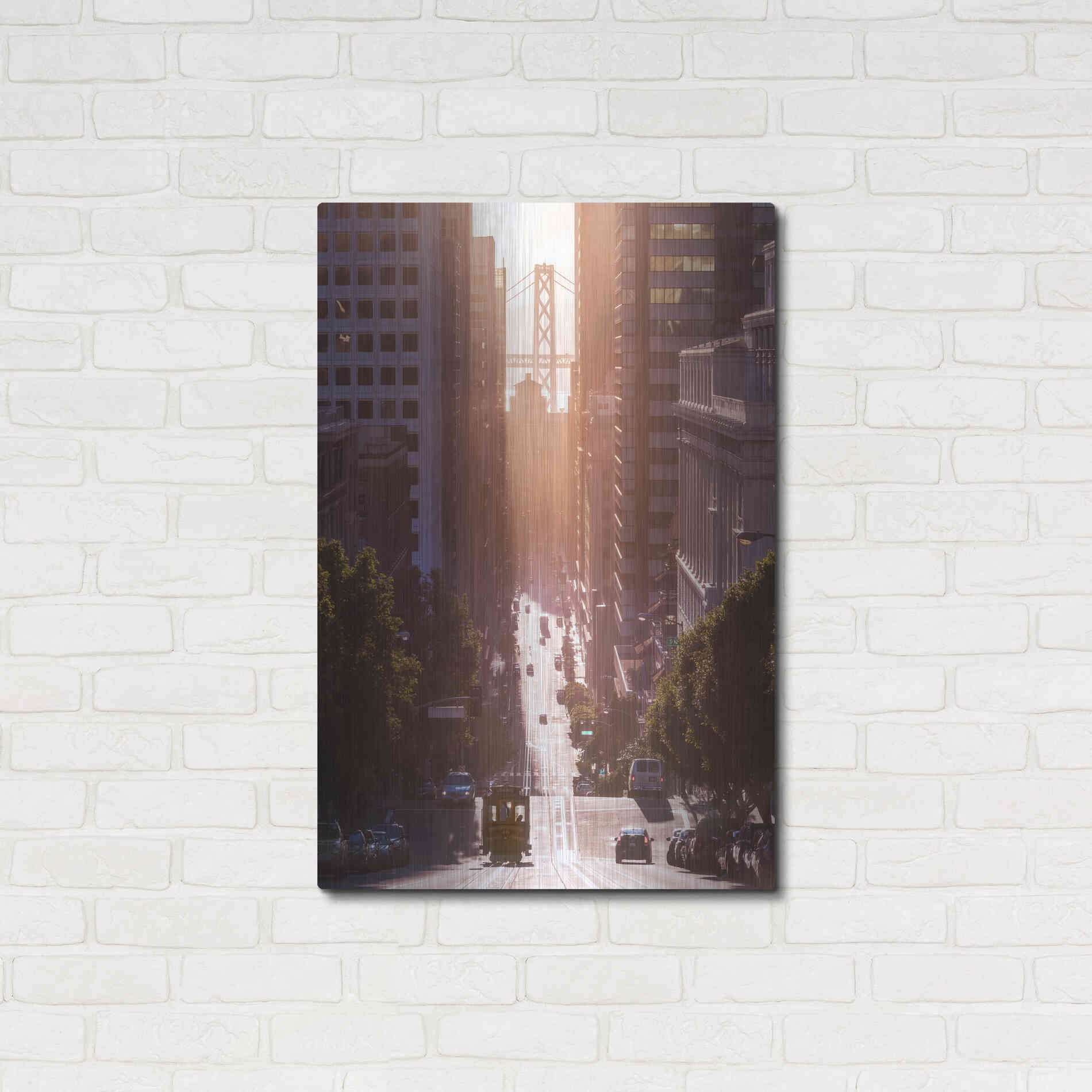 Luxe Metal Art 'Morning Trolly' by Bruce Getty, Metal Wall Art,24x36