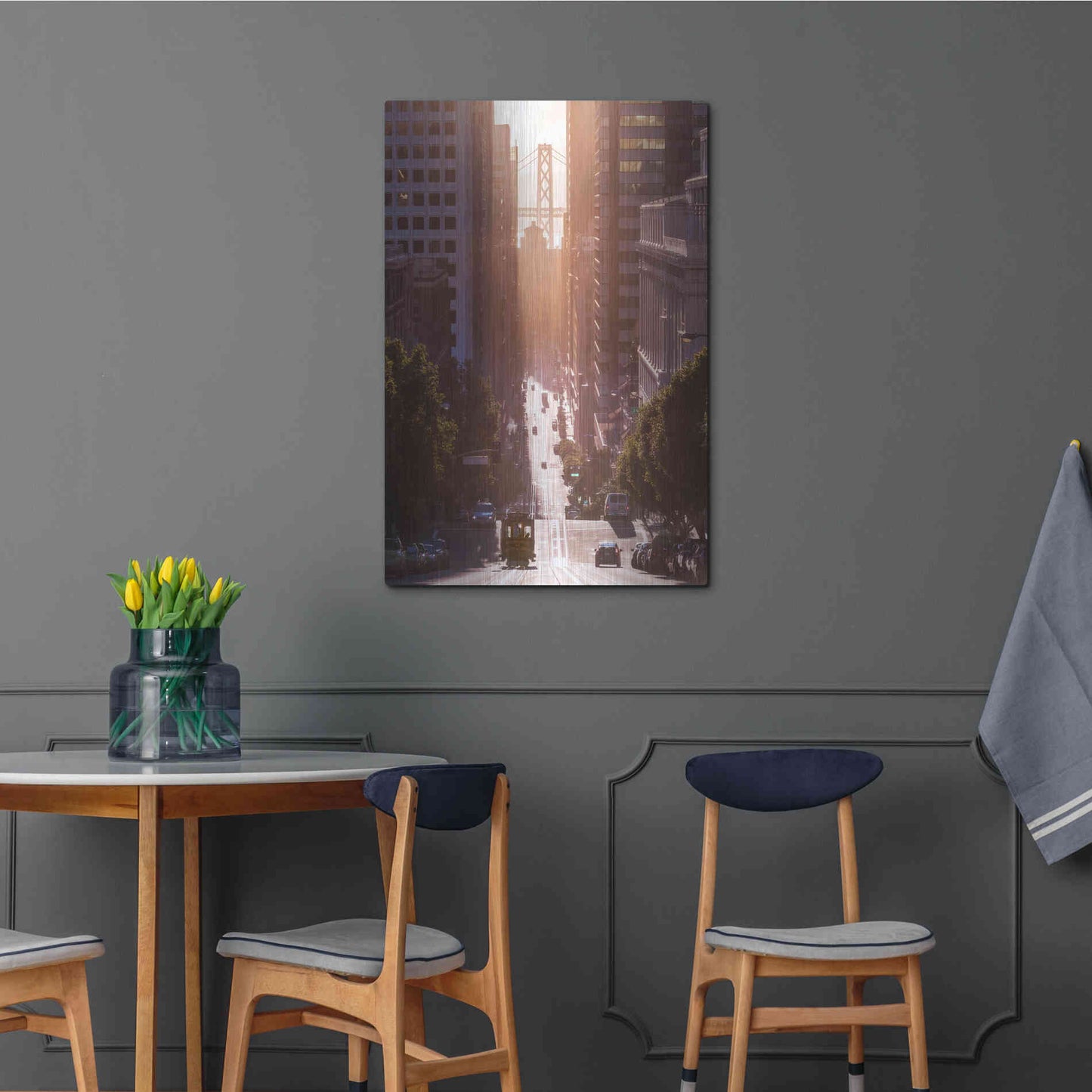 Luxe Metal Art 'Morning Trolly' by Bruce Getty, Metal Wall Art,24x36
