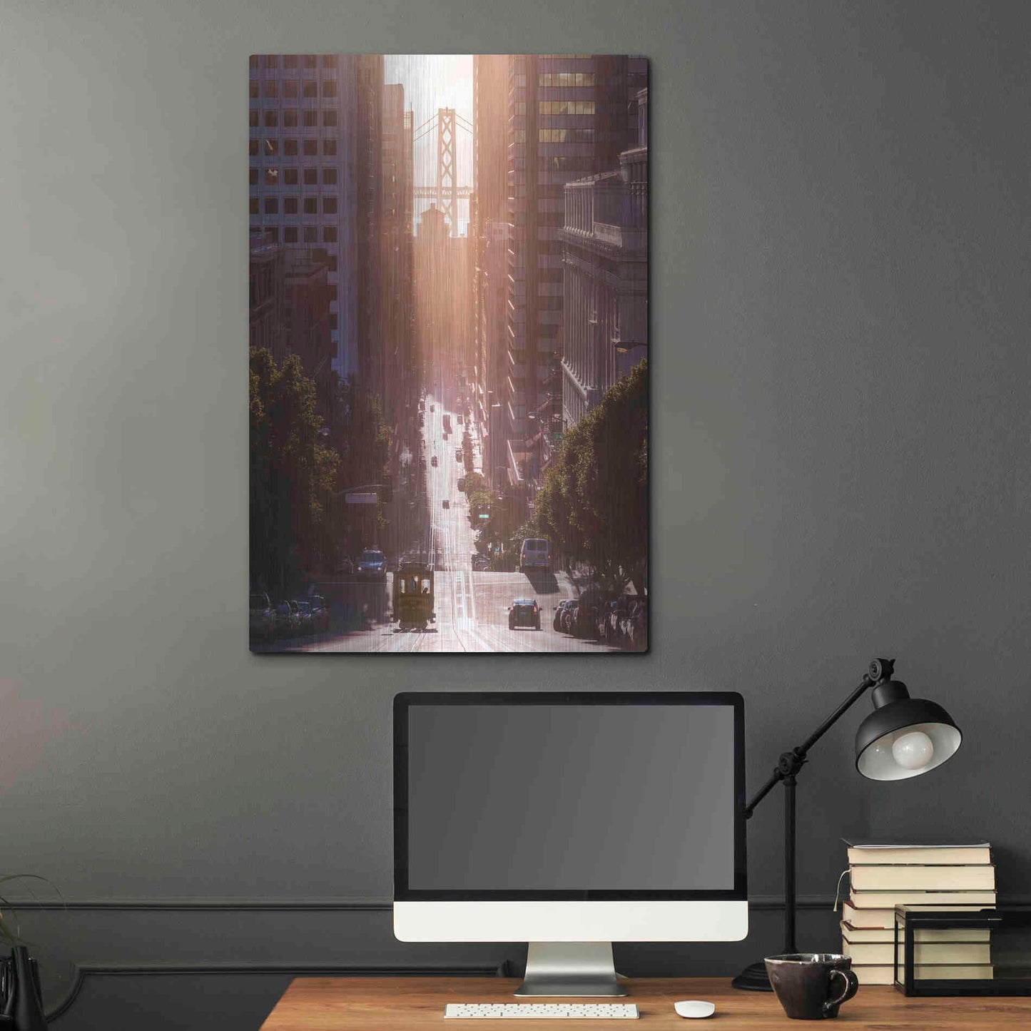 Luxe Metal Art 'Morning Trolly' by Bruce Getty, Metal Wall Art,24x36