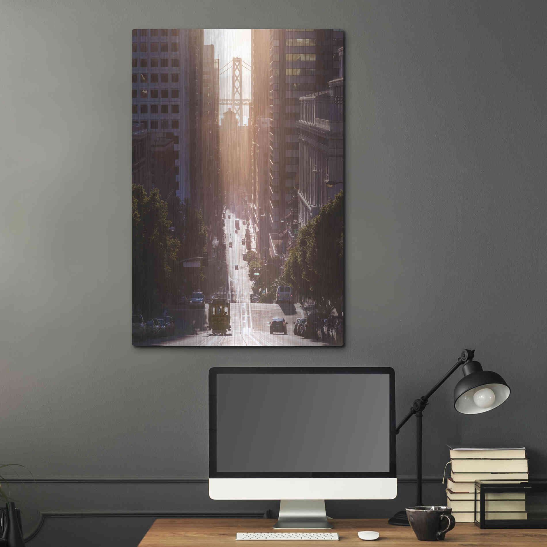 Luxe Metal Art 'Morning Trolly' by Bruce Getty, Metal Wall Art,24x36