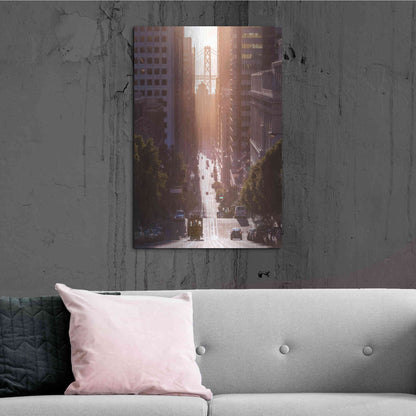 Luxe Metal Art 'Morning Trolly' by Bruce Getty, Metal Wall Art,24x36