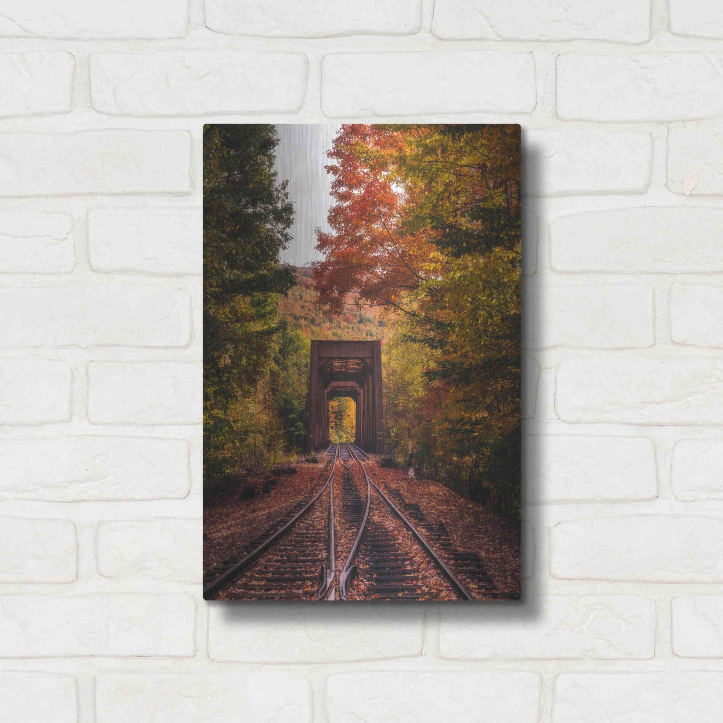 Luxe Metal Art 'New England Train Trestle Bridge' by Bruce Getty, Metal Wall Art,12x16