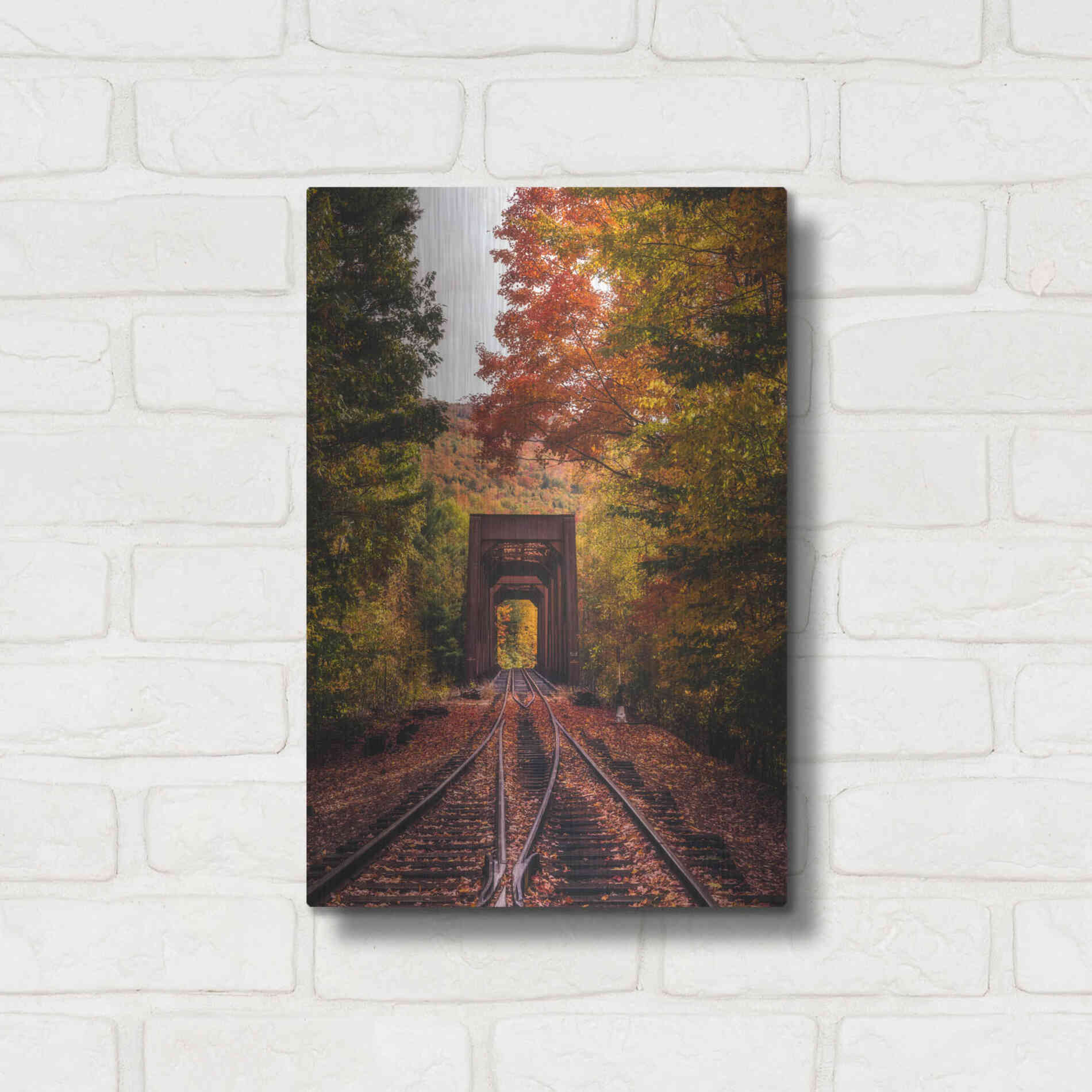 Luxe Metal Art 'New England Train Trestle Bridge' by Bruce Getty, Metal Wall Art,12x16