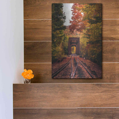 Luxe Metal Art 'New England Train Trestle Bridge' by Bruce Getty, Metal Wall Art,12x16