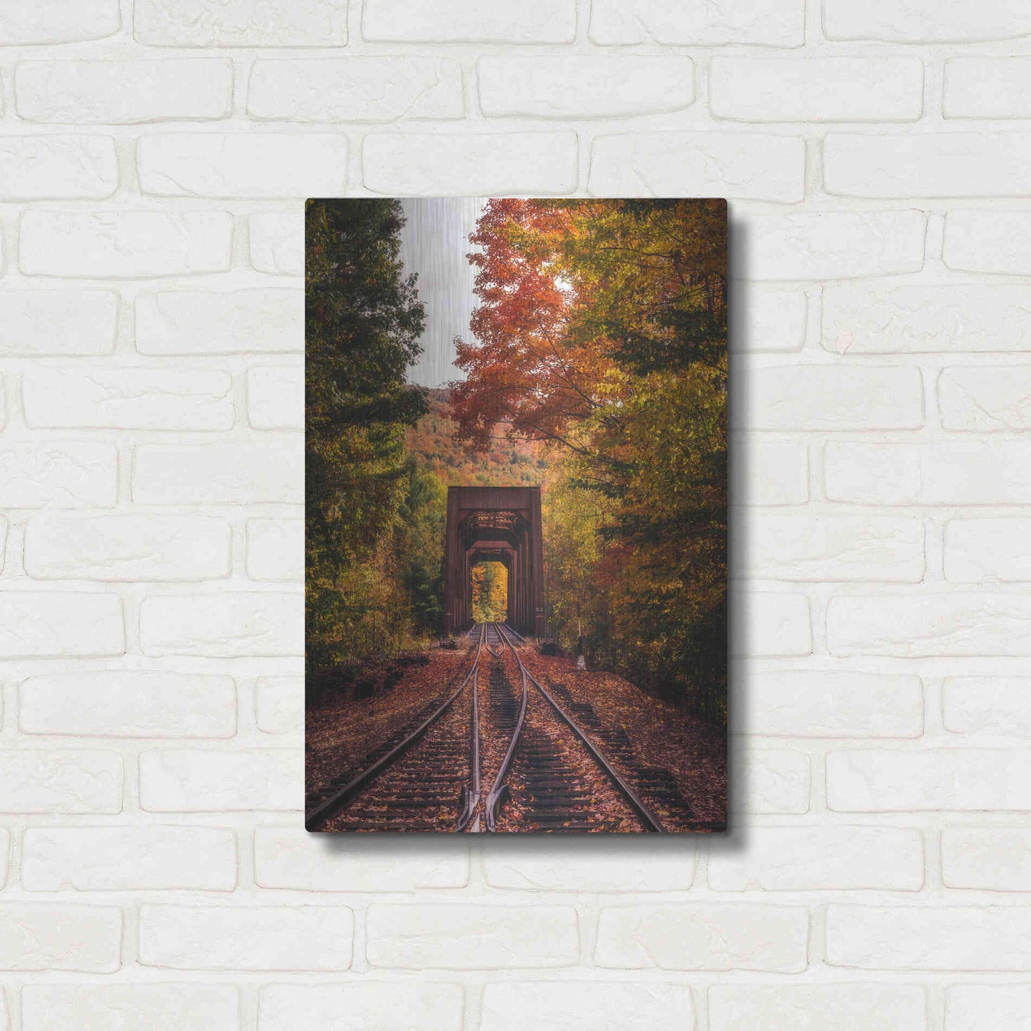 Luxe Metal Art 'New England Train Trestle Bridge' by Bruce Getty, Metal Wall Art,16x24