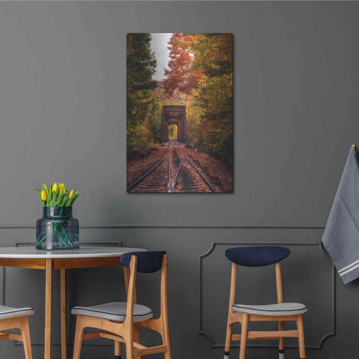 Luxe Metal Art 'New England Train Trestle Bridge' by Bruce Getty, Metal Wall Art,24x36