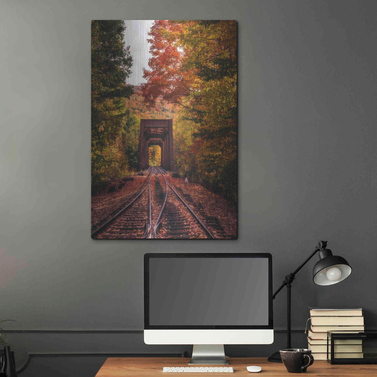 Luxe Metal Art 'New England Train Trestle Bridge' by Bruce Getty, Metal Wall Art,24x36