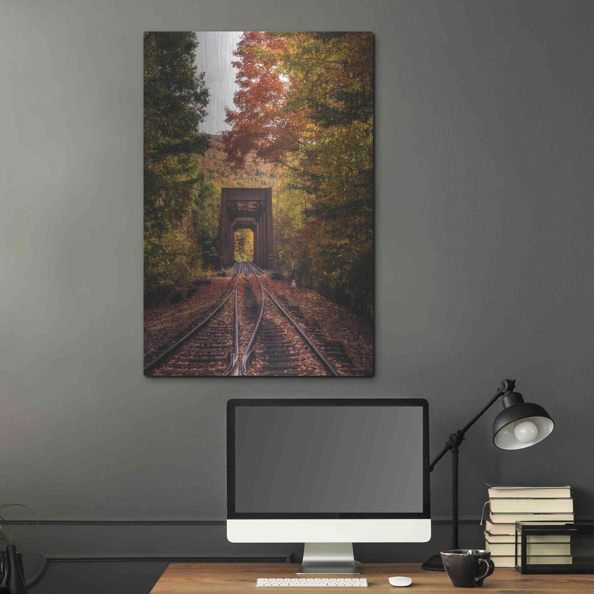 Luxe Metal Art 'New England Train Trestle Bridge' by Bruce Getty, Metal Wall Art,24x36