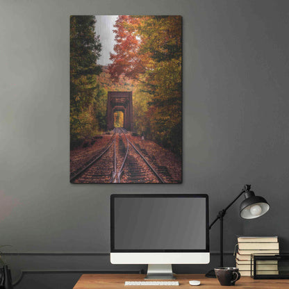Luxe Metal Art 'New England Train Trestle Bridge' by Bruce Getty, Metal Wall Art,24x36