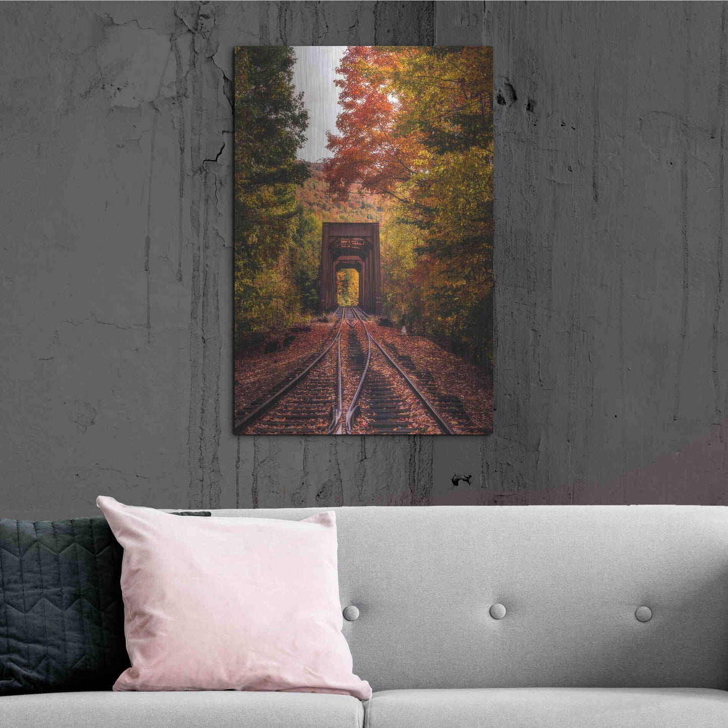 Luxe Metal Art 'New England Train Trestle Bridge' by Bruce Getty, Metal Wall Art,24x36