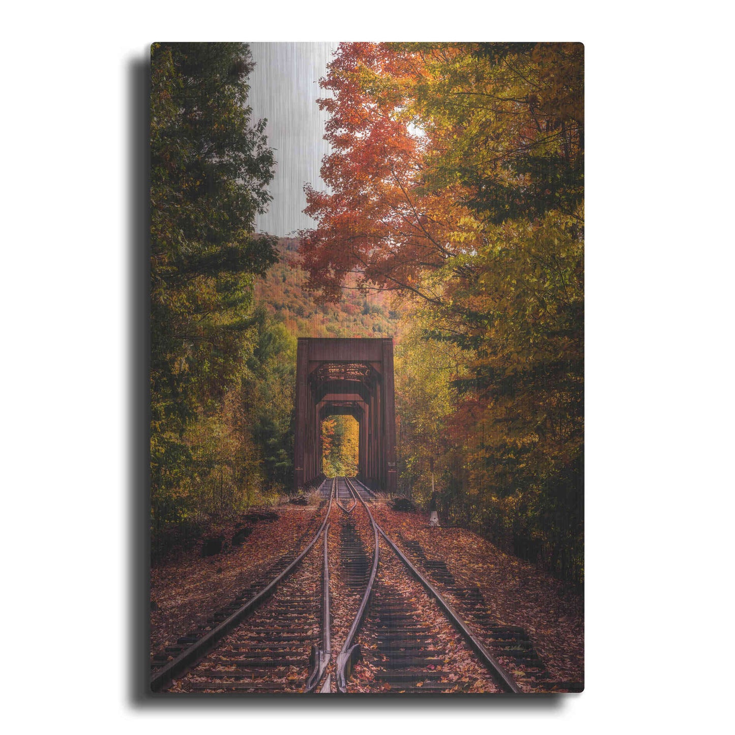 Luxe Metal Art 'New England Train Trestle Bridge' by Bruce Getty, Metal Wall Art