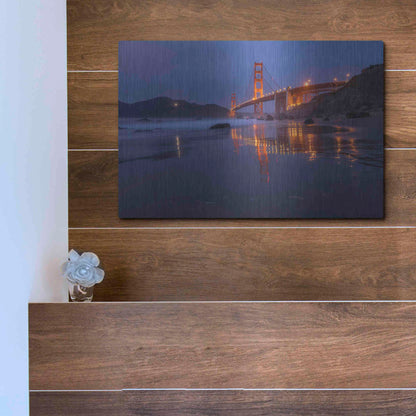 Luxe Metal Art 'Reflection Marshall Beach' by Bruce Getty, Metal Wall Art,16x12