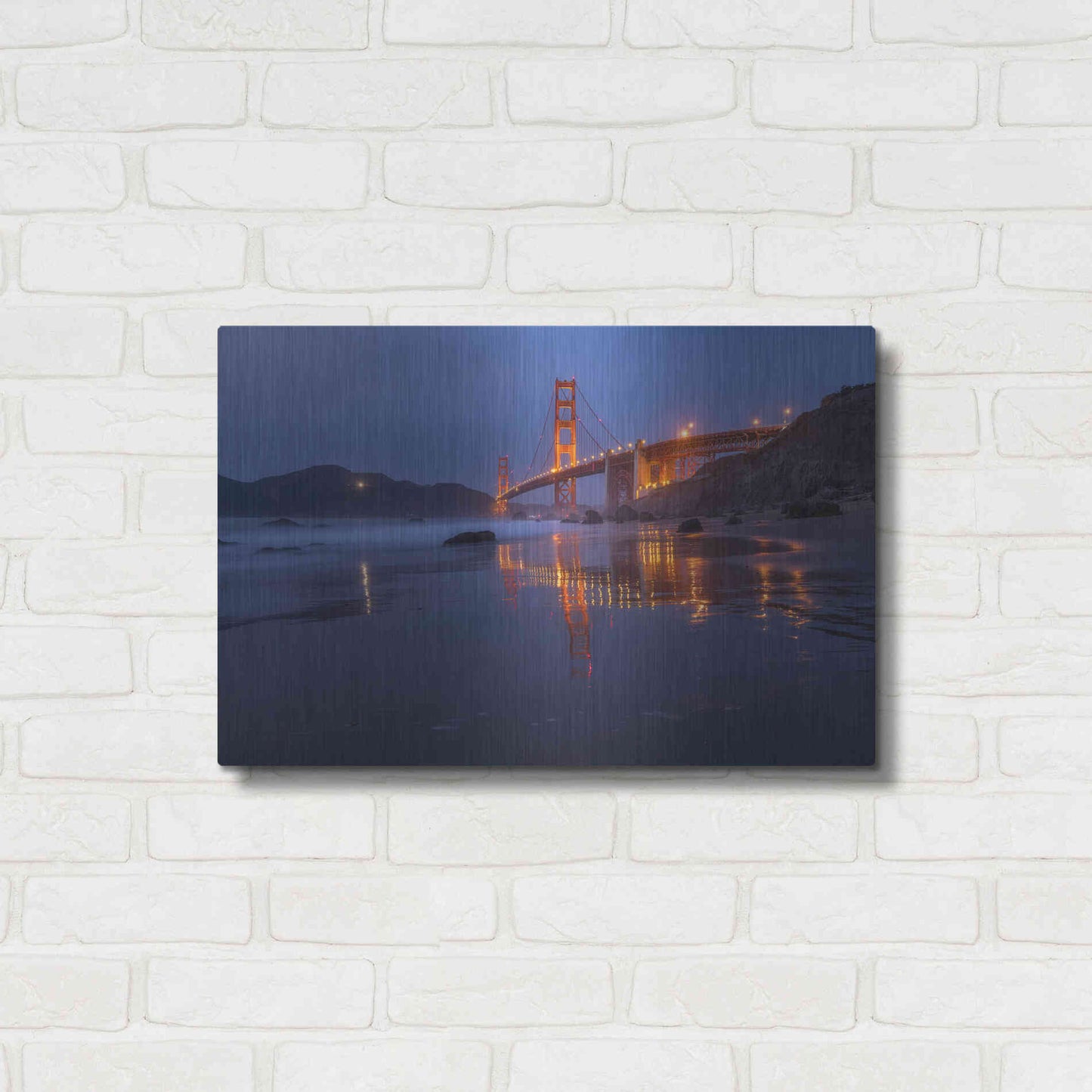 Luxe Metal Art 'Reflection Marshall Beach' by Bruce Getty, Metal Wall Art,24x16