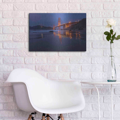 Luxe Metal Art 'Reflection Marshall Beach' by Bruce Getty, Metal Wall Art,24x16