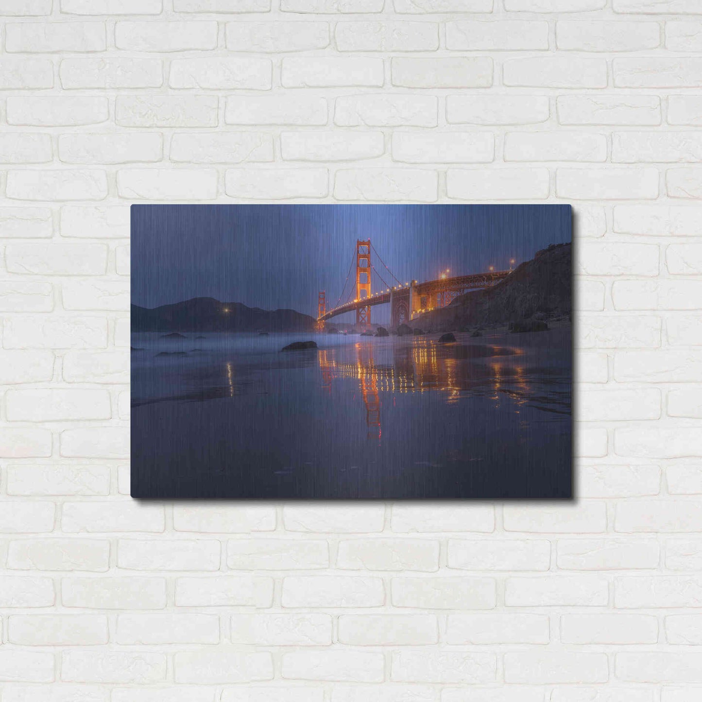 Luxe Metal Art 'Reflection Marshall Beach' by Bruce Getty, Metal Wall Art,36x24