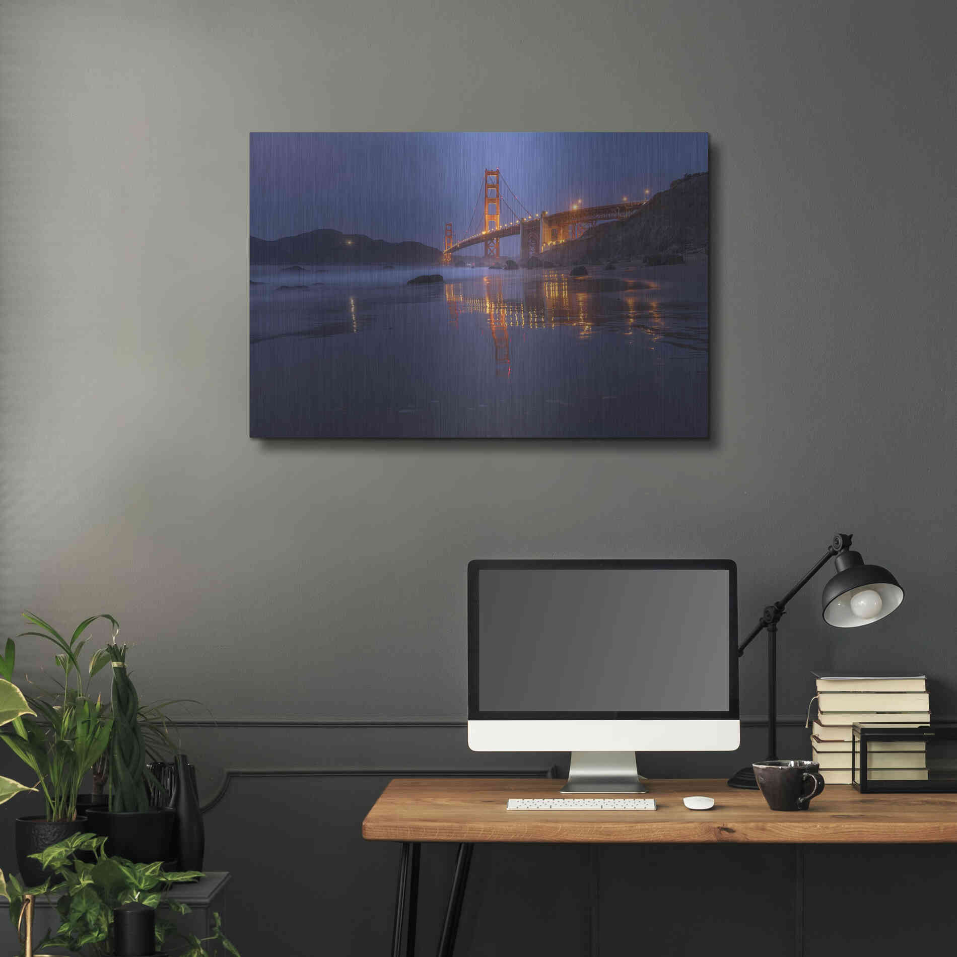 Luxe Metal Art 'Reflection Marshall Beach' by Bruce Getty, Metal Wall Art,36x24