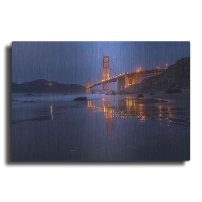 Luxe Metal Art 'Reflection Marshall Beach' by Bruce Getty, Metal Wall Art