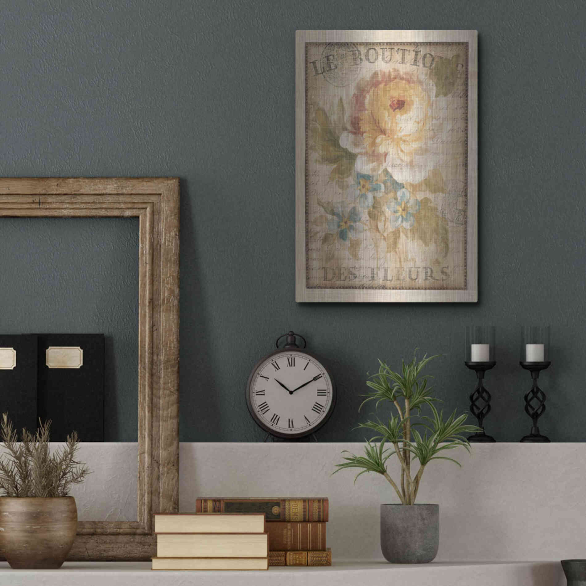 Luxe Metal Art 'Parisian Flowers I' by Danhui Nai, Metal Wall Art,12x16