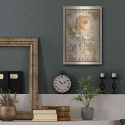 Luxe Metal Art 'Parisian Flowers I' by Danhui Nai, Metal Wall Art,12x16