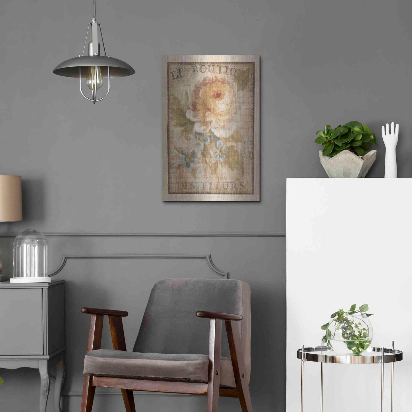 Luxe Metal Art 'Parisian Flowers I' by Danhui Nai, Metal Wall Art,16x24