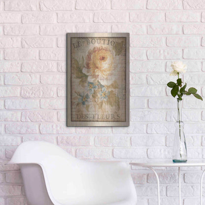 Luxe Metal Art 'Parisian Flowers I' by Danhui Nai, Metal Wall Art,16x24