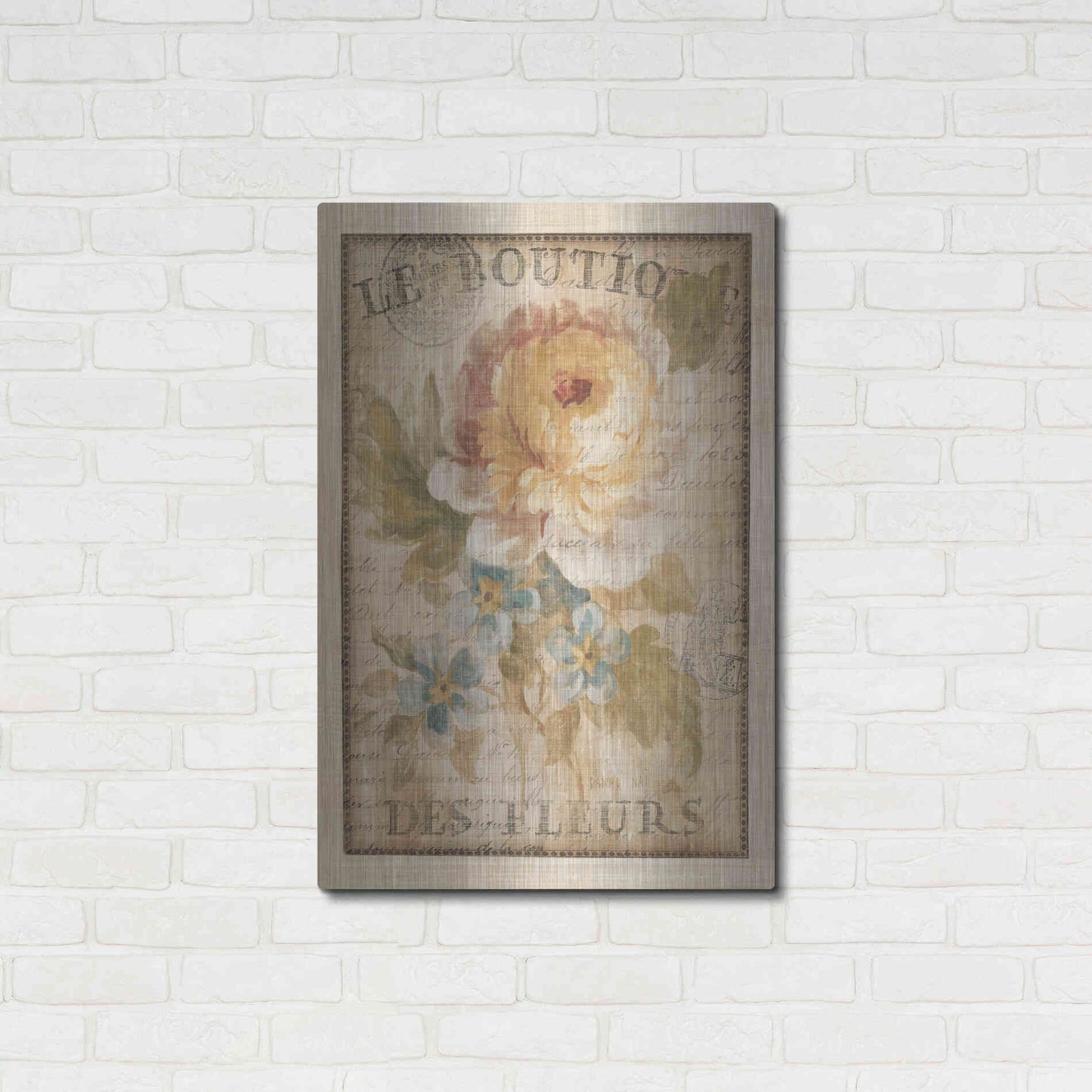 Luxe Metal Art 'Parisian Flowers I' by Danhui Nai, Metal Wall Art,24x36