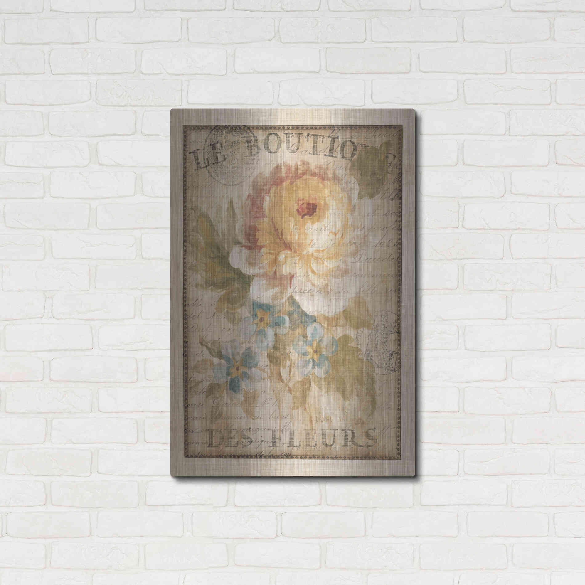 Luxe Metal Art 'Parisian Flowers I' by Danhui Nai, Metal Wall Art,24x36