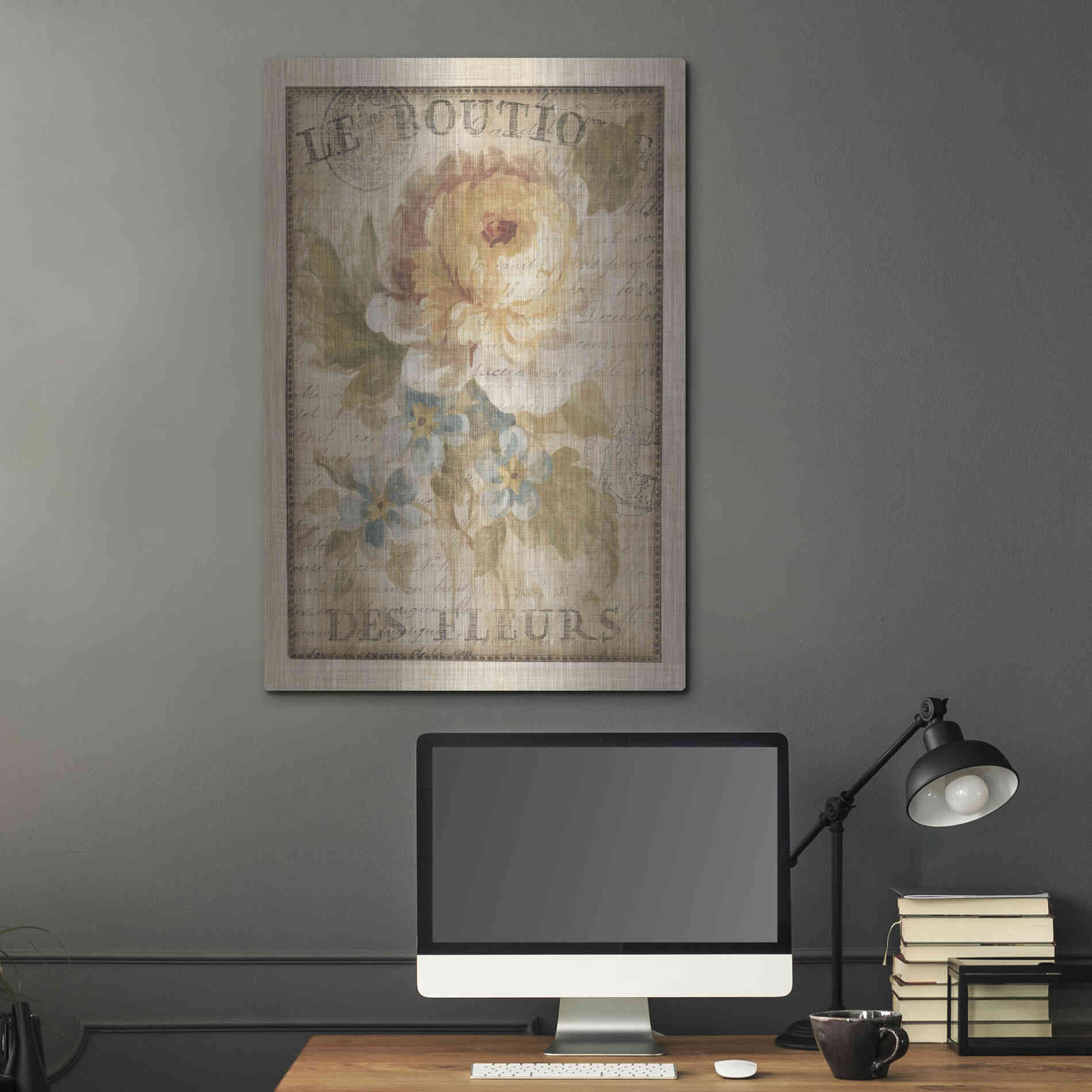 Luxe Metal Art 'Parisian Flowers I' by Danhui Nai, Metal Wall Art,24x36