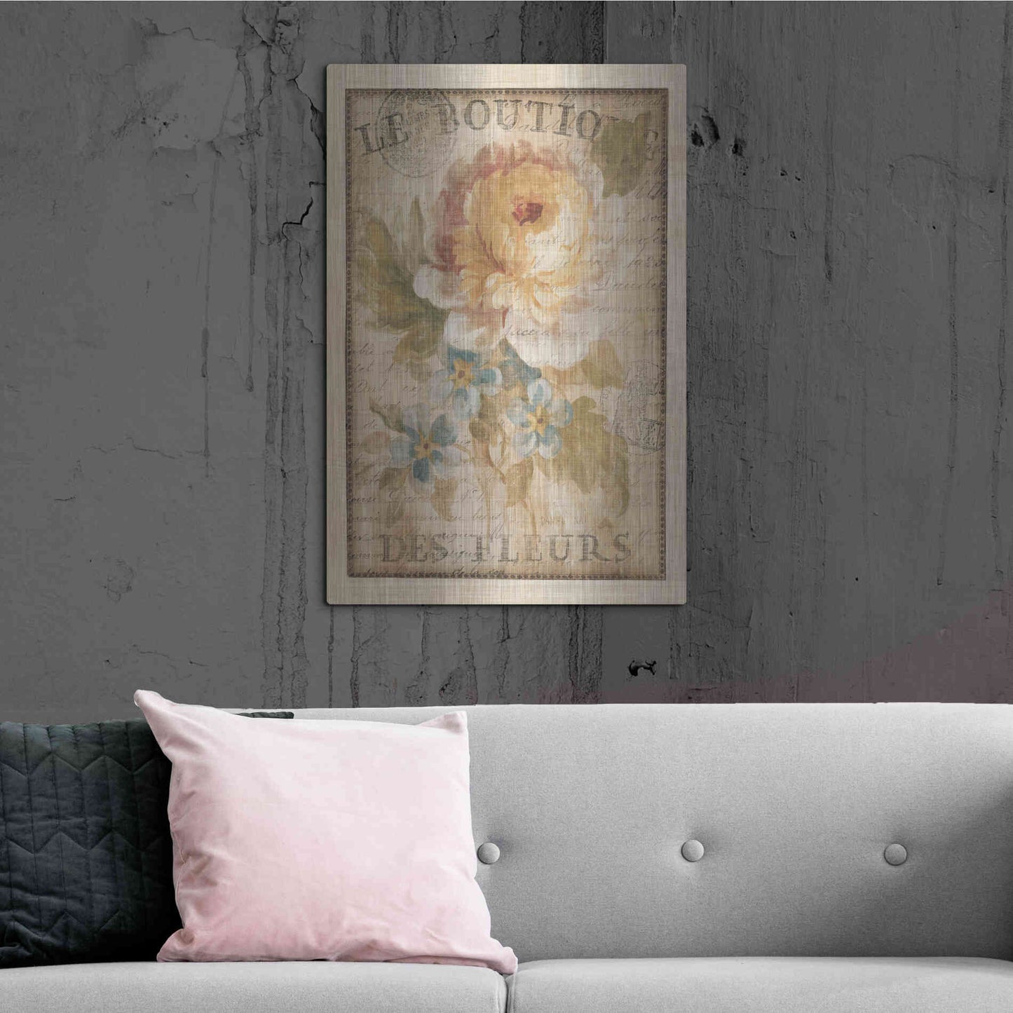 Luxe Metal Art 'Parisian Flowers I' by Danhui Nai, Metal Wall Art,24x36