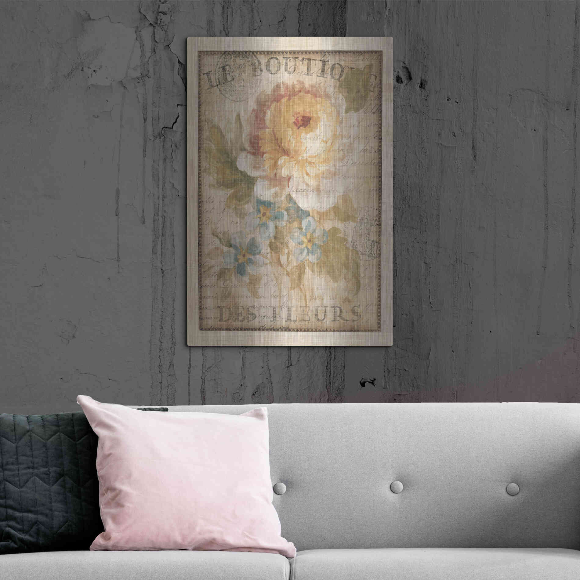 Luxe Metal Art 'Parisian Flowers I' by Danhui Nai, Metal Wall Art,24x36