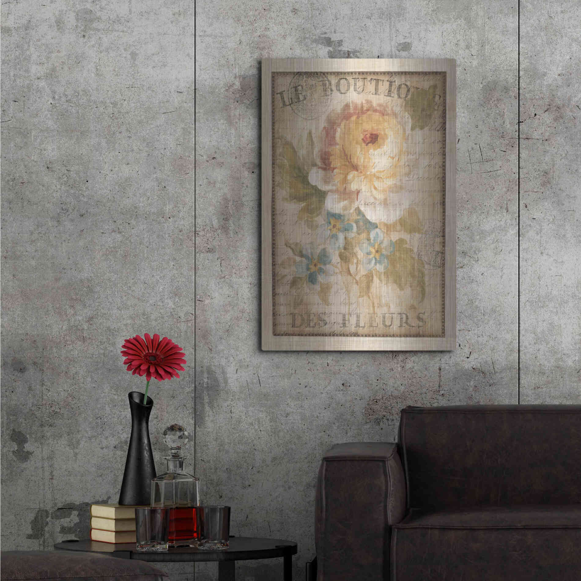 Luxe Metal Art 'Parisian Flowers I' by Danhui Nai, Metal Wall Art,24x36