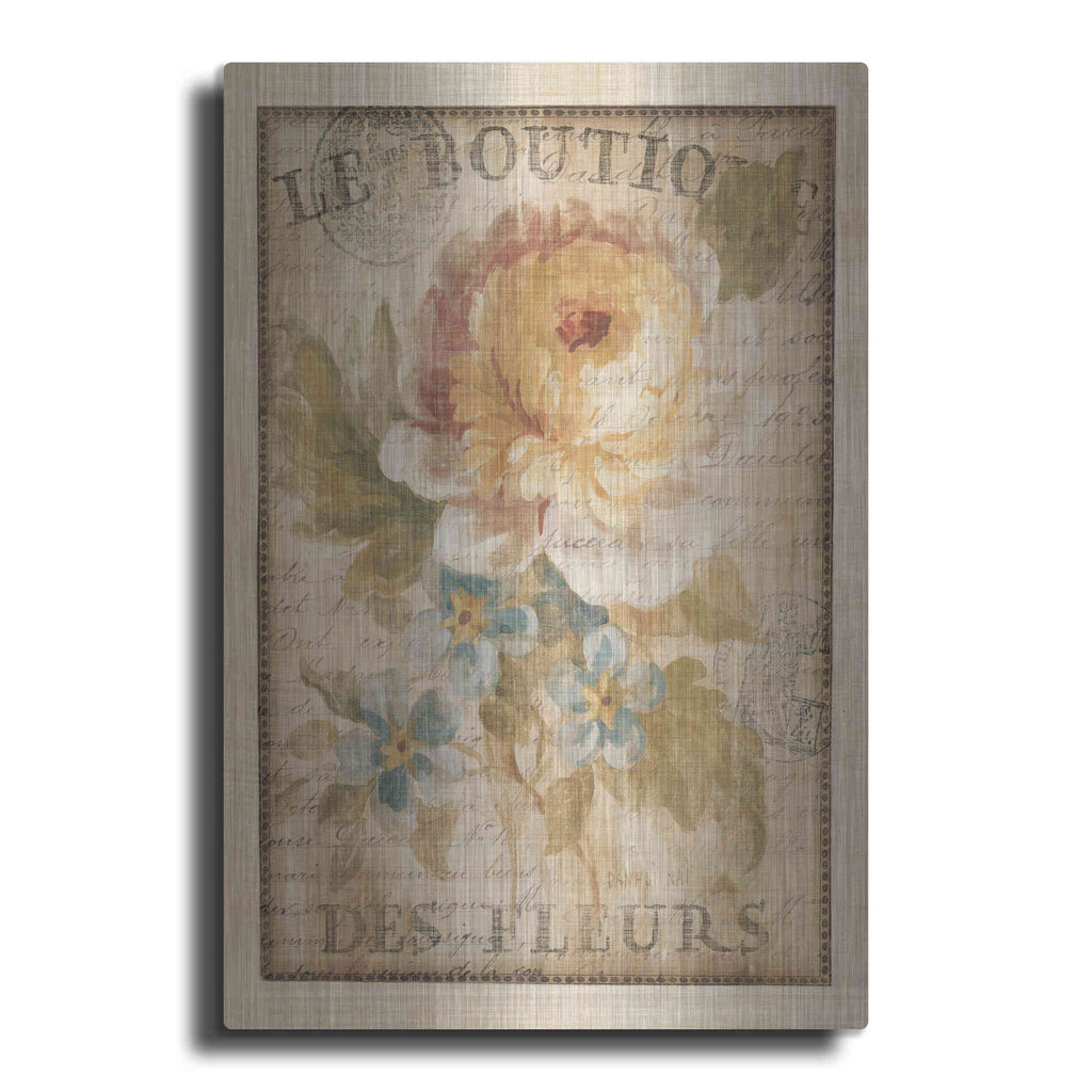 Luxe Metal Art 'Parisian Flowers I' by Danhui Nai, Metal Wall Art