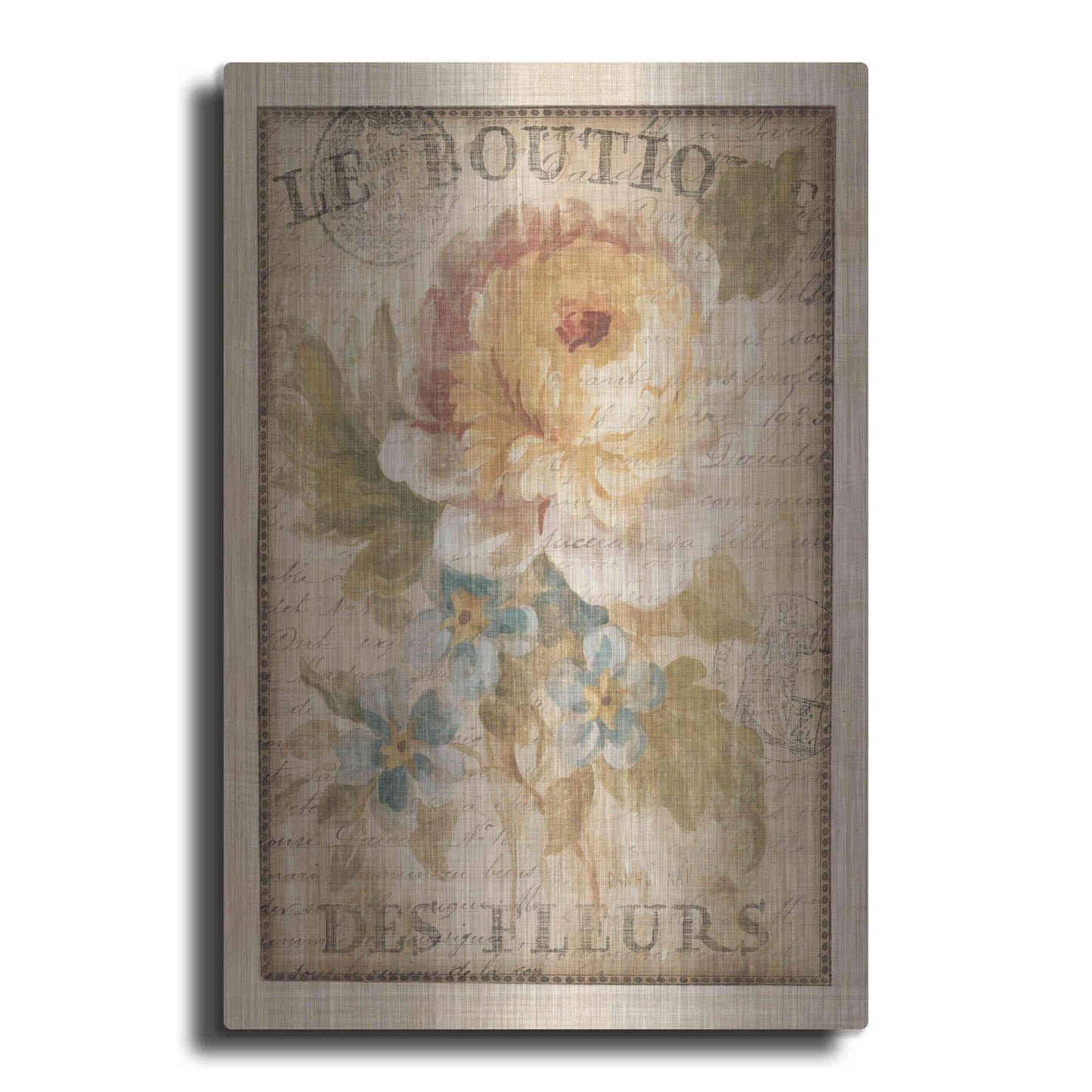 Luxe Metal Art 'Parisian Flowers I' by Danhui Nai, Metal Wall Art