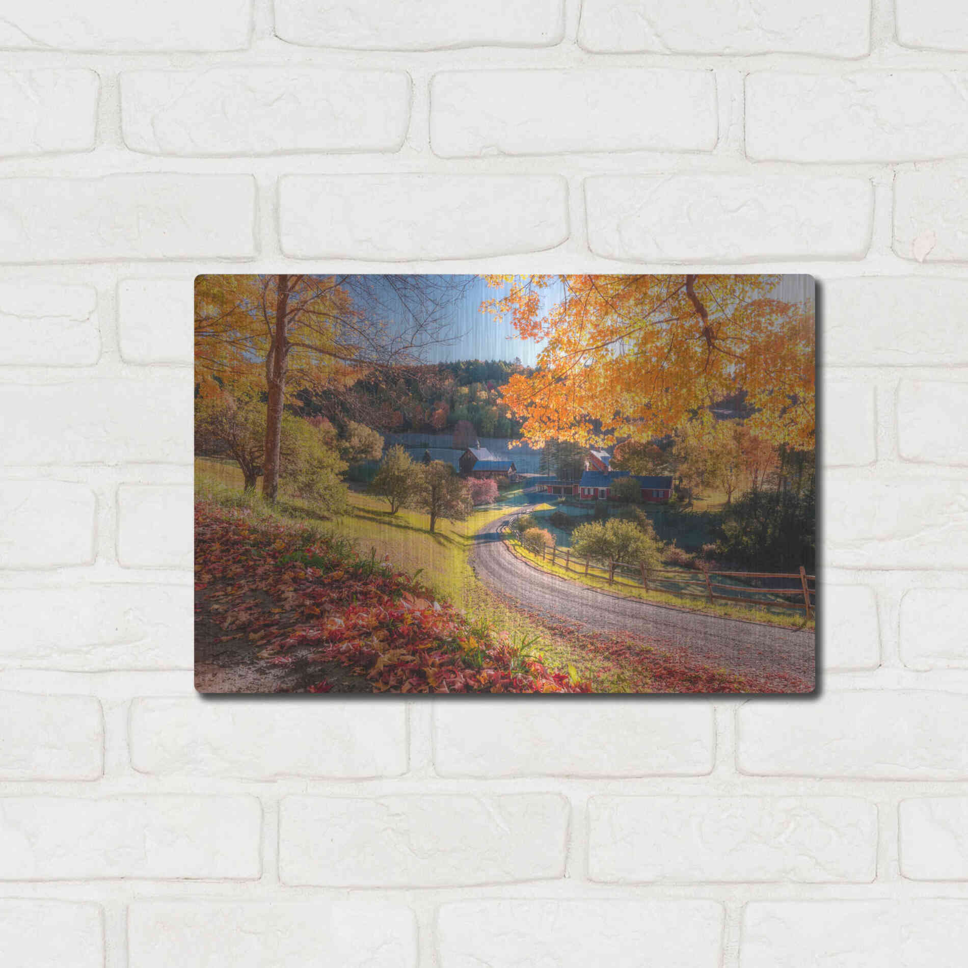 Luxe Metal Art 'Sleepy Hollow Ranch  Vermont' by Bruce Getty, Metal Wall Art,16x12