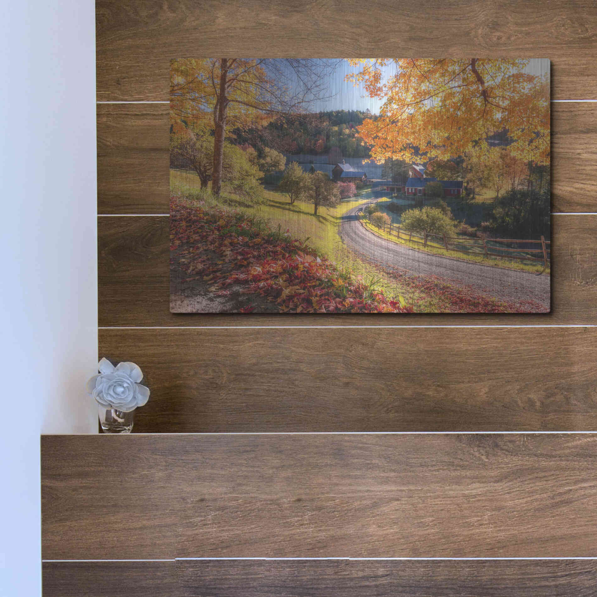 Luxe Metal Art 'Sleepy Hollow Ranch  Vermont' by Bruce Getty, Metal Wall Art,16x12