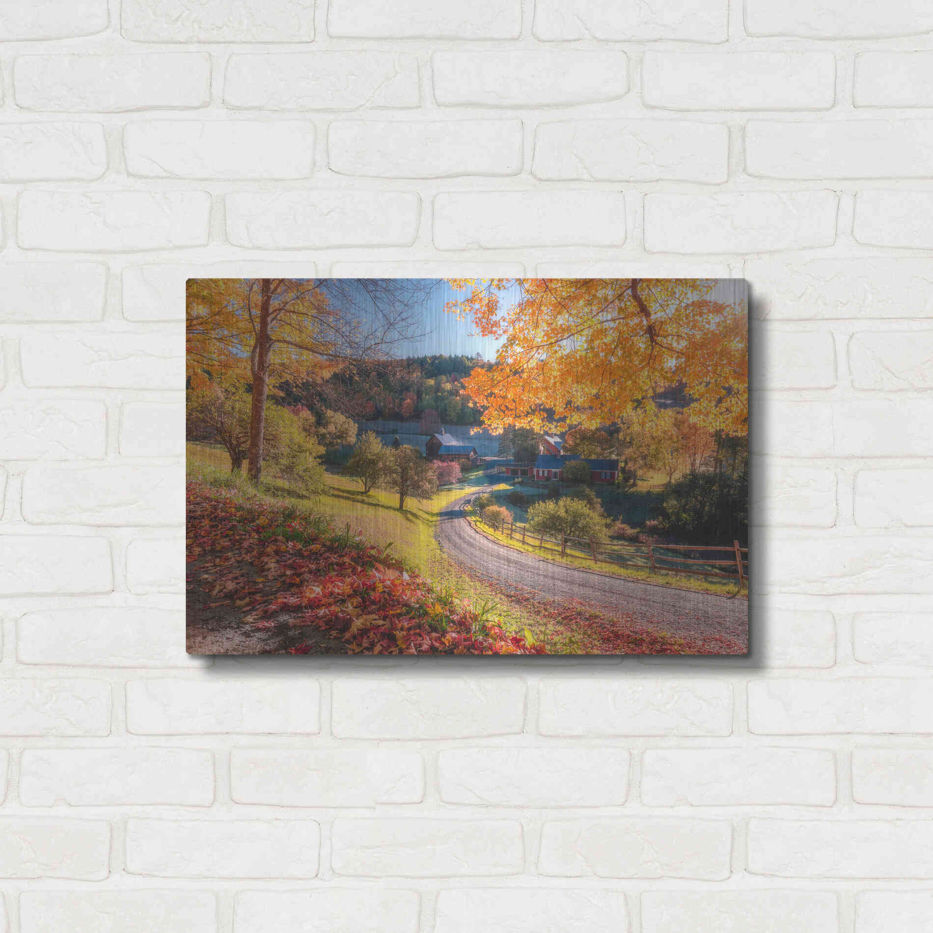 Luxe Metal Art 'Sleepy Hollow Ranch  Vermont' by Bruce Getty, Metal Wall Art,24x16