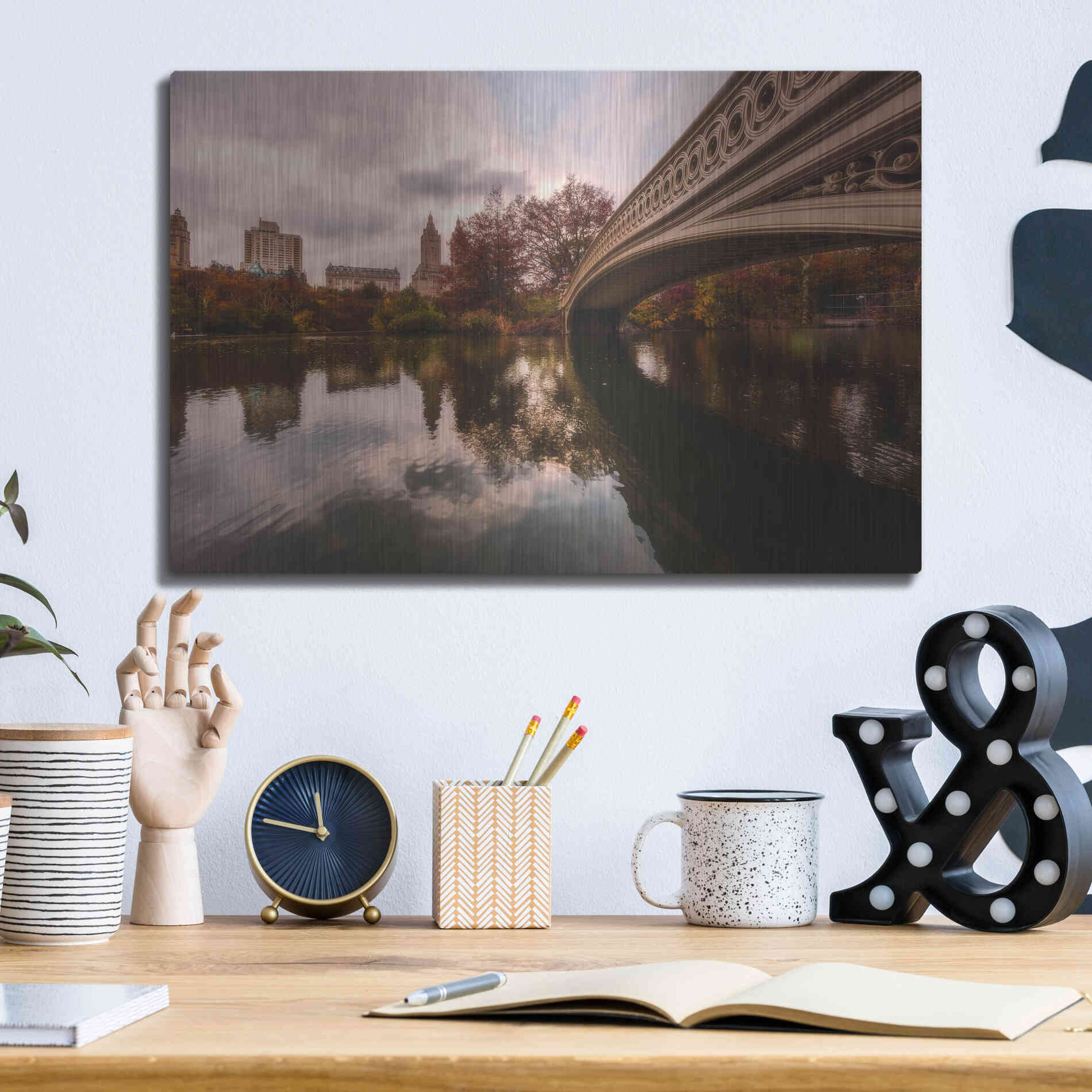 Luxe Metal Art 'The Bow Bridge' by Bruce Getty, Metal Wall Art,16x12