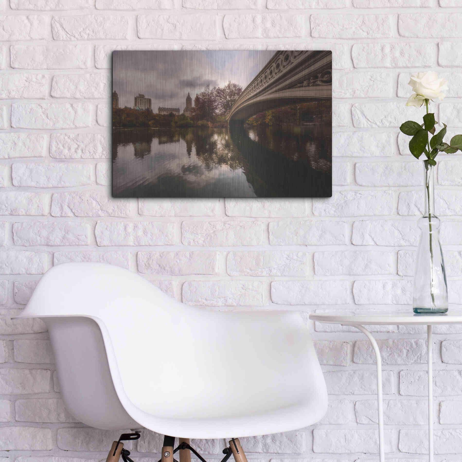 Luxe Metal Art 'The Bow Bridge' by Bruce Getty, Metal Wall Art,24x16
