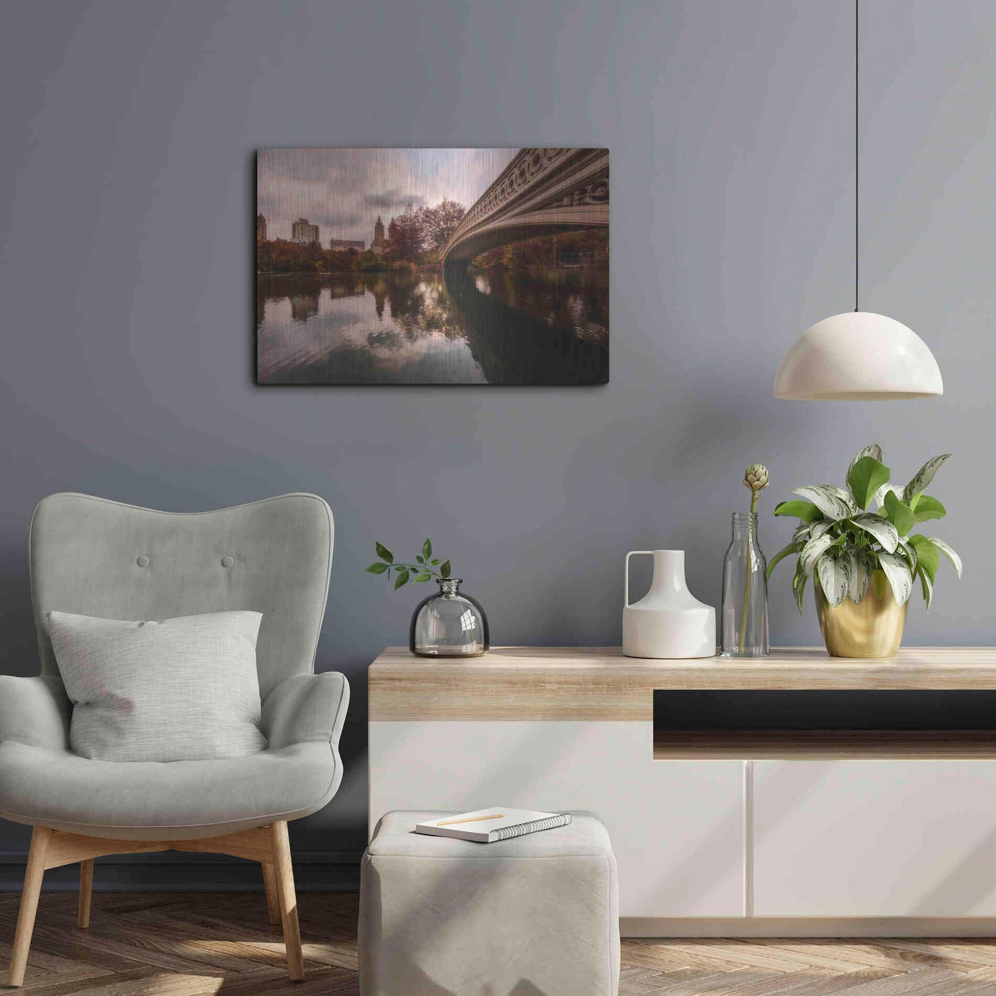 Luxe Metal Art 'The Bow Bridge' by Bruce Getty, Metal Wall Art,24x16