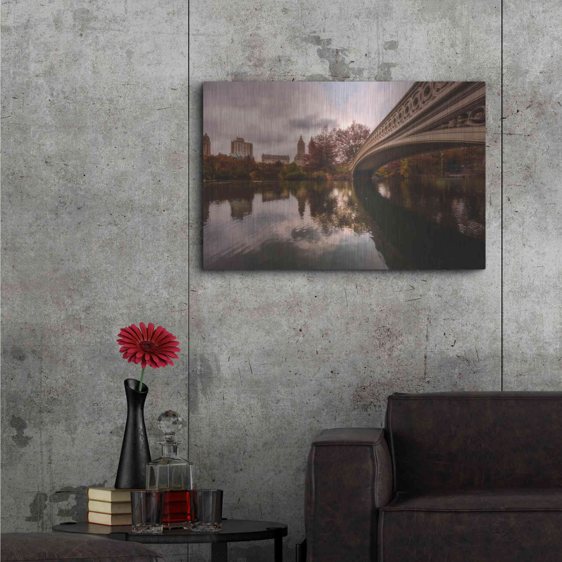 Luxe Metal Art 'The Bow Bridge' by Bruce Getty, Metal Wall Art,36x24