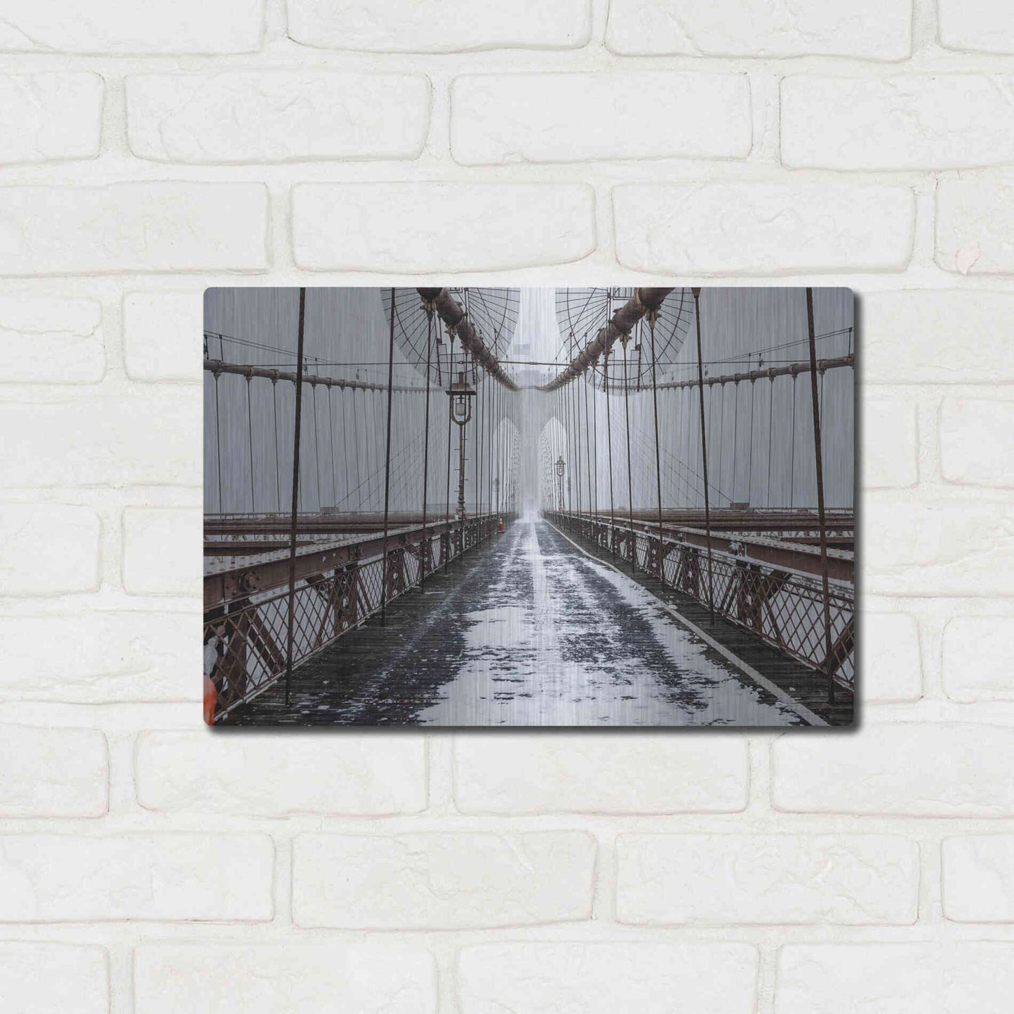 Luxe Metal Art 'The Brooklyn Bridge' by Bruce Getty, Metal Wall Art,16x12