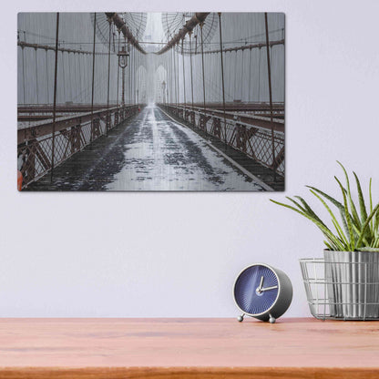 Luxe Metal Art 'The Brooklyn Bridge' by Bruce Getty, Metal Wall Art,16x12