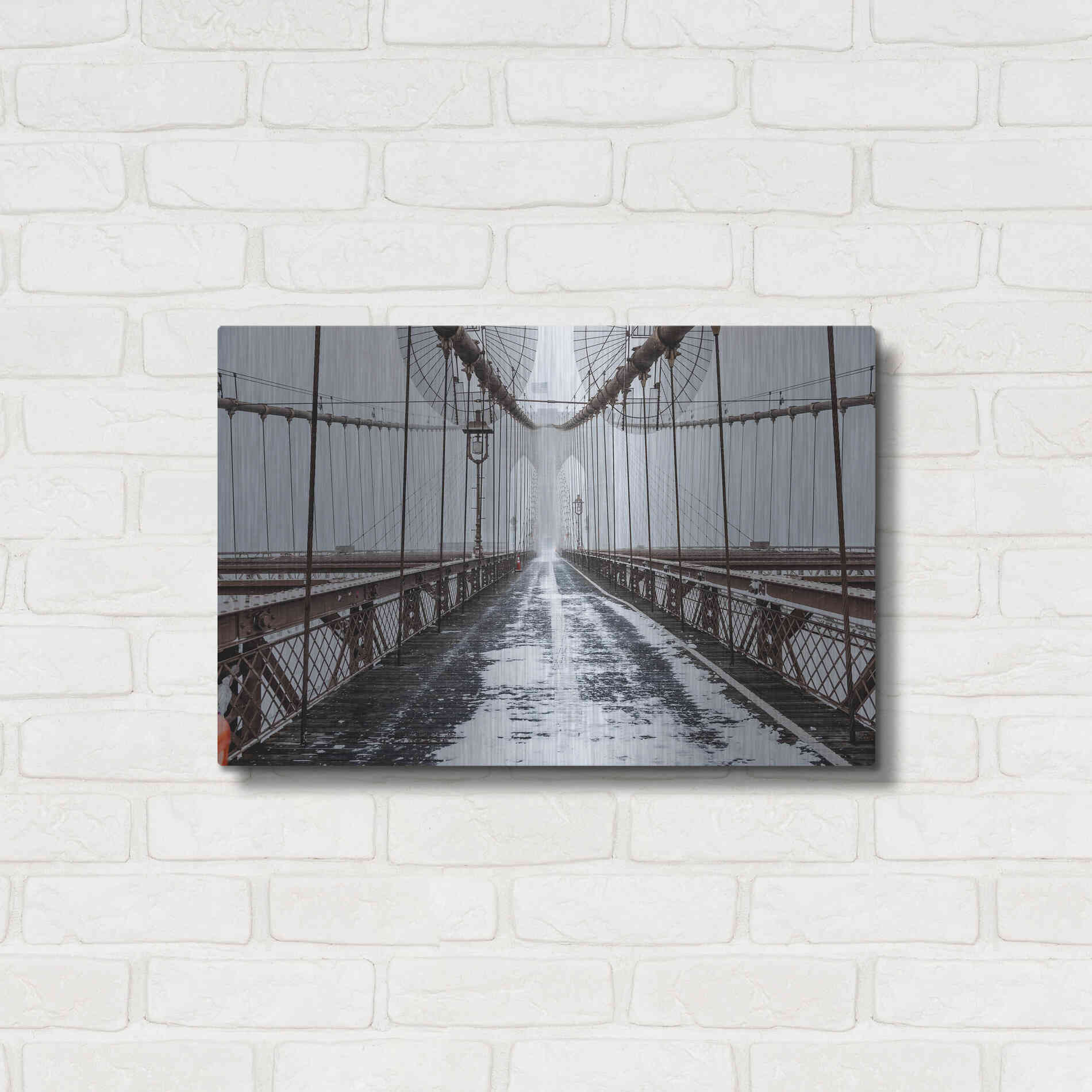 Luxe Metal Art 'The Brooklyn Bridge' by Bruce Getty, Metal Wall Art,24x16