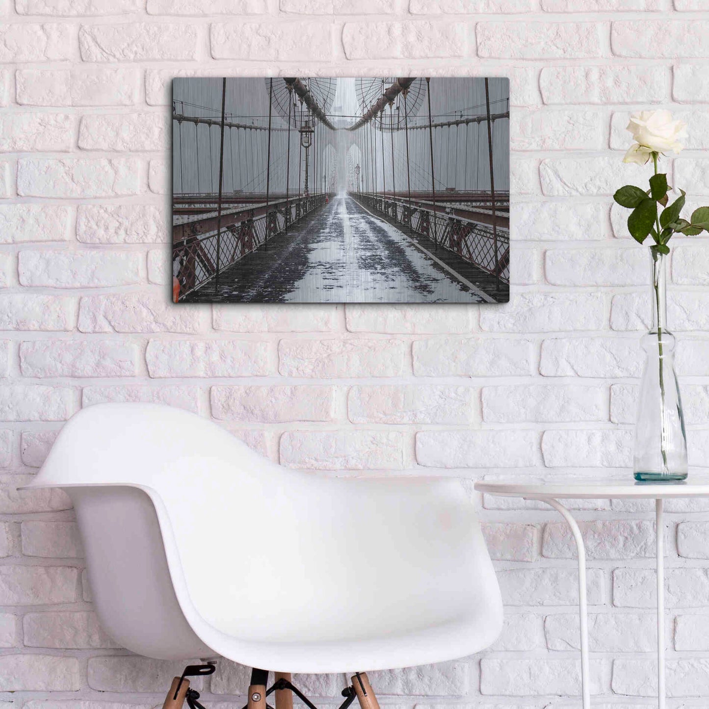 Luxe Metal Art 'The Brooklyn Bridge' by Bruce Getty, Metal Wall Art,24x16