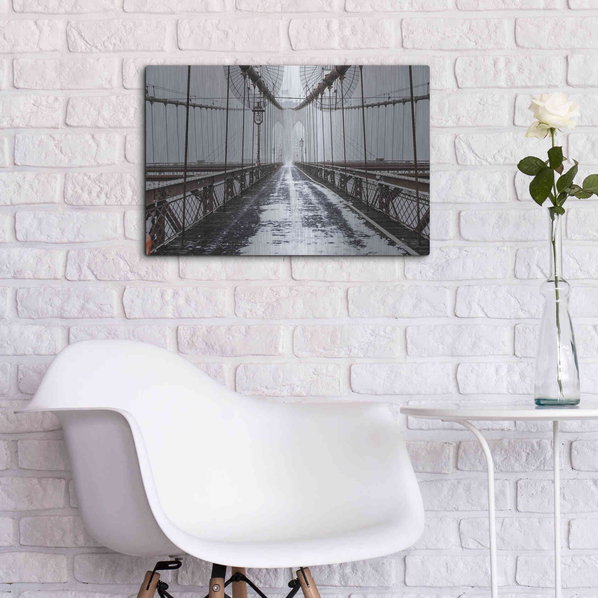 Luxe Metal Art 'The Brooklyn Bridge' by Bruce Getty, Metal Wall Art,24x16