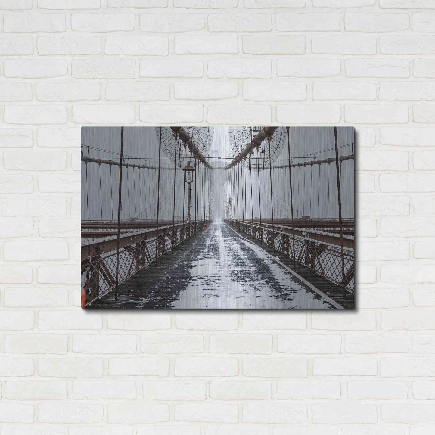 Luxe Metal Art 'The Brooklyn Bridge' by Bruce Getty, Metal Wall Art,36x24