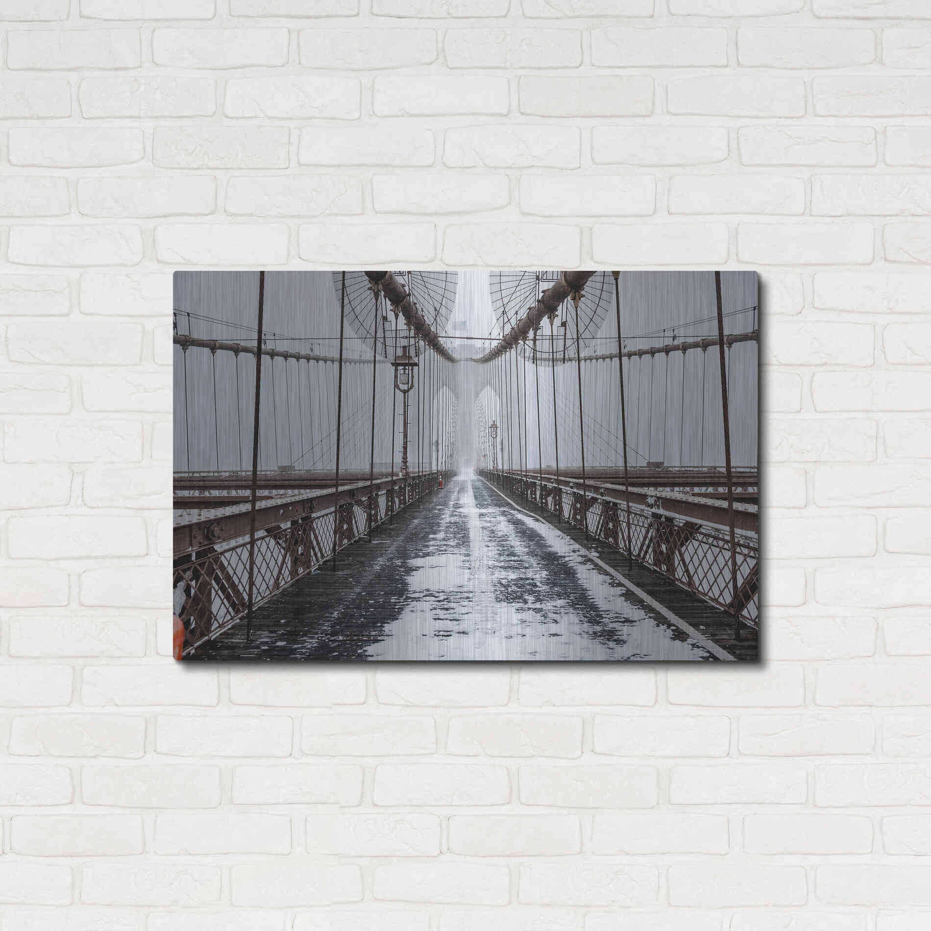 Luxe Metal Art 'The Brooklyn Bridge' by Bruce Getty, Metal Wall Art,36x24