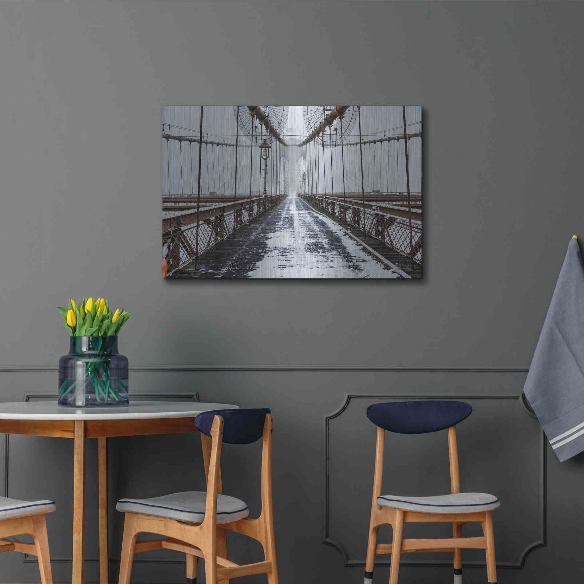 Luxe Metal Art 'The Brooklyn Bridge' by Bruce Getty, Metal Wall Art,36x24