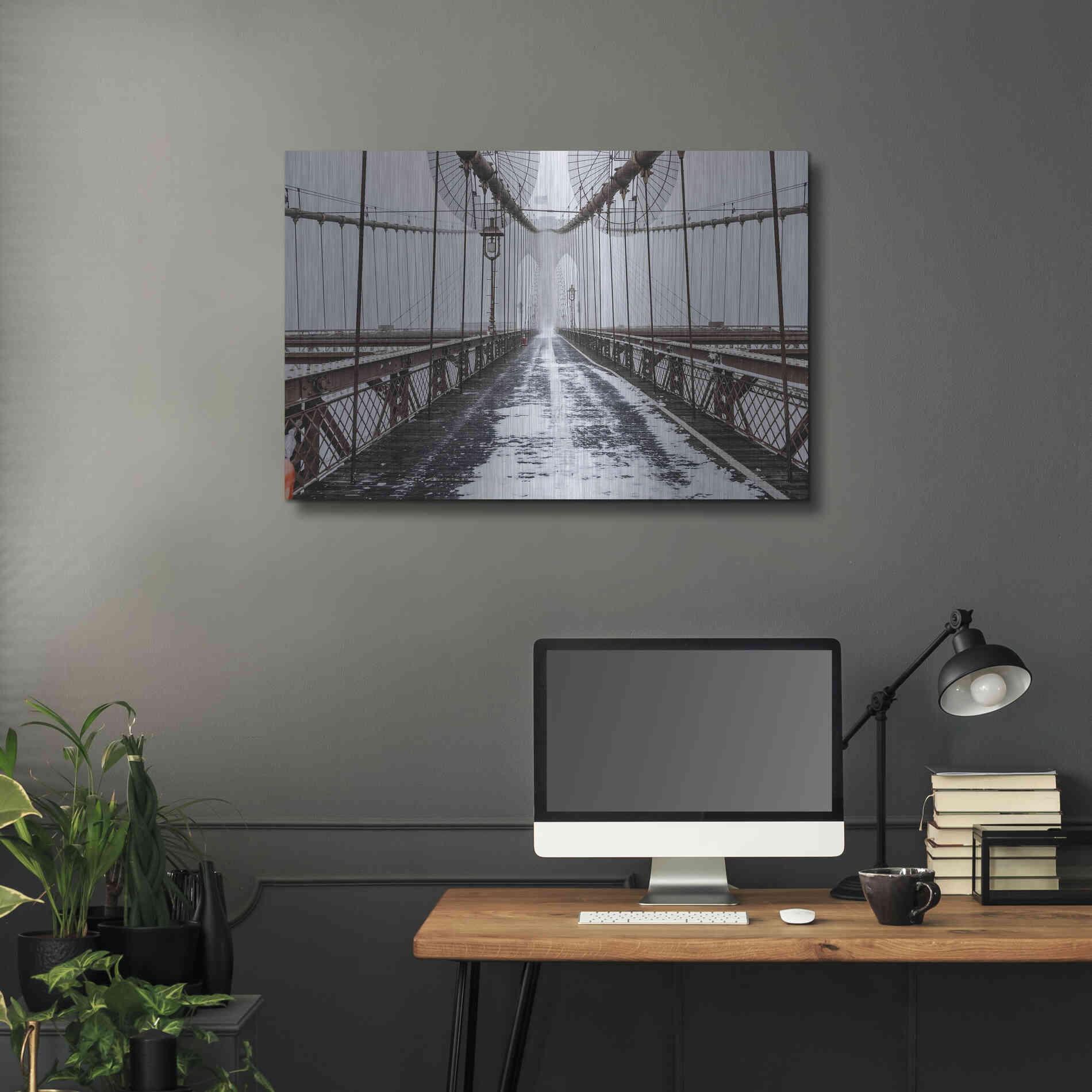 Luxe Metal Art 'The Brooklyn Bridge' by Bruce Getty, Metal Wall Art,36x24