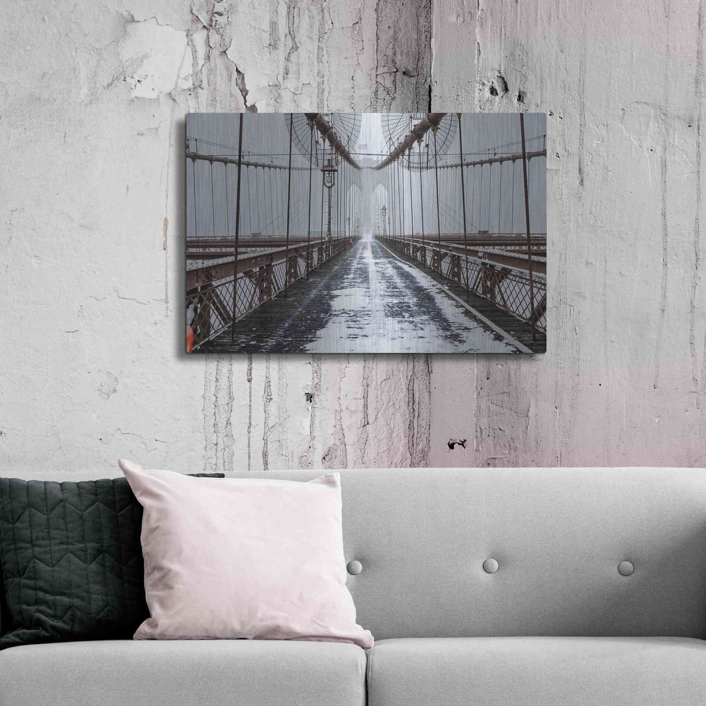 Luxe Metal Art 'The Brooklyn Bridge' by Bruce Getty, Metal Wall Art,36x24